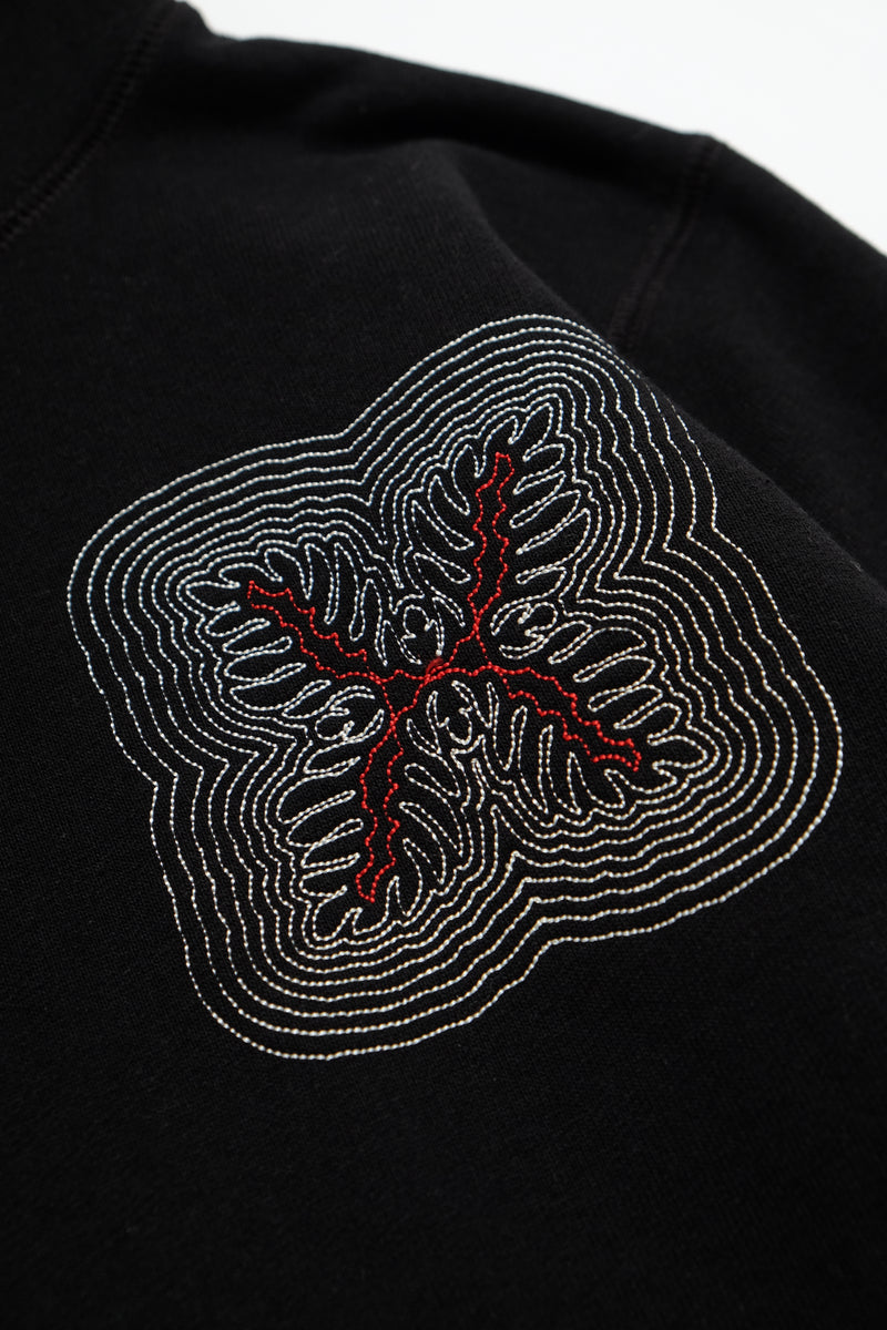 Beach Hoodie - Lauaʻe Echo Embroidery - Black