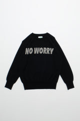 Wool Jacquard Crewneck Knit - No Worry - Black