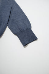 Wool Jacquard Crewneck Knit - No Worry - Blue