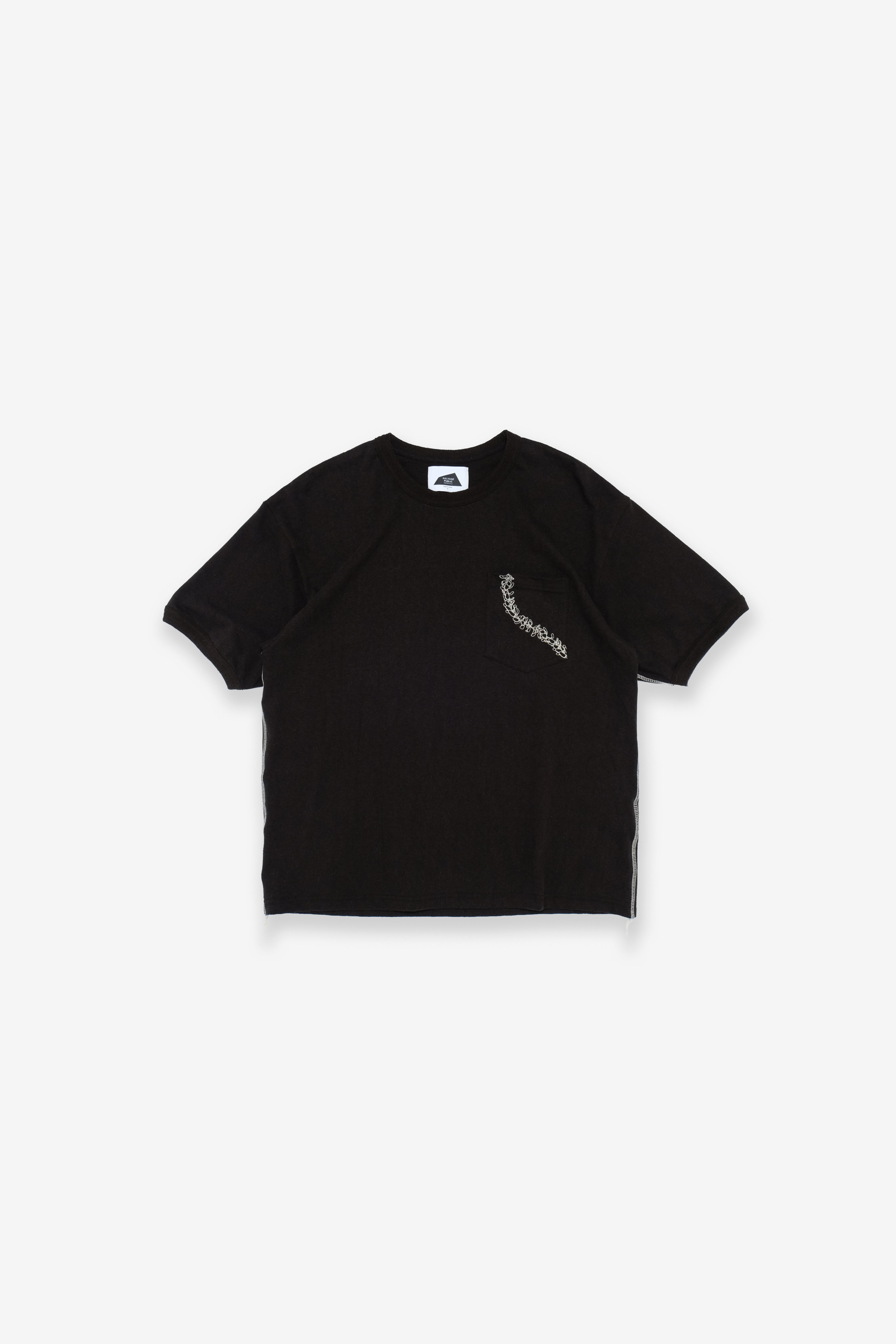 Silk Noil Ringer T-Shirt - Black