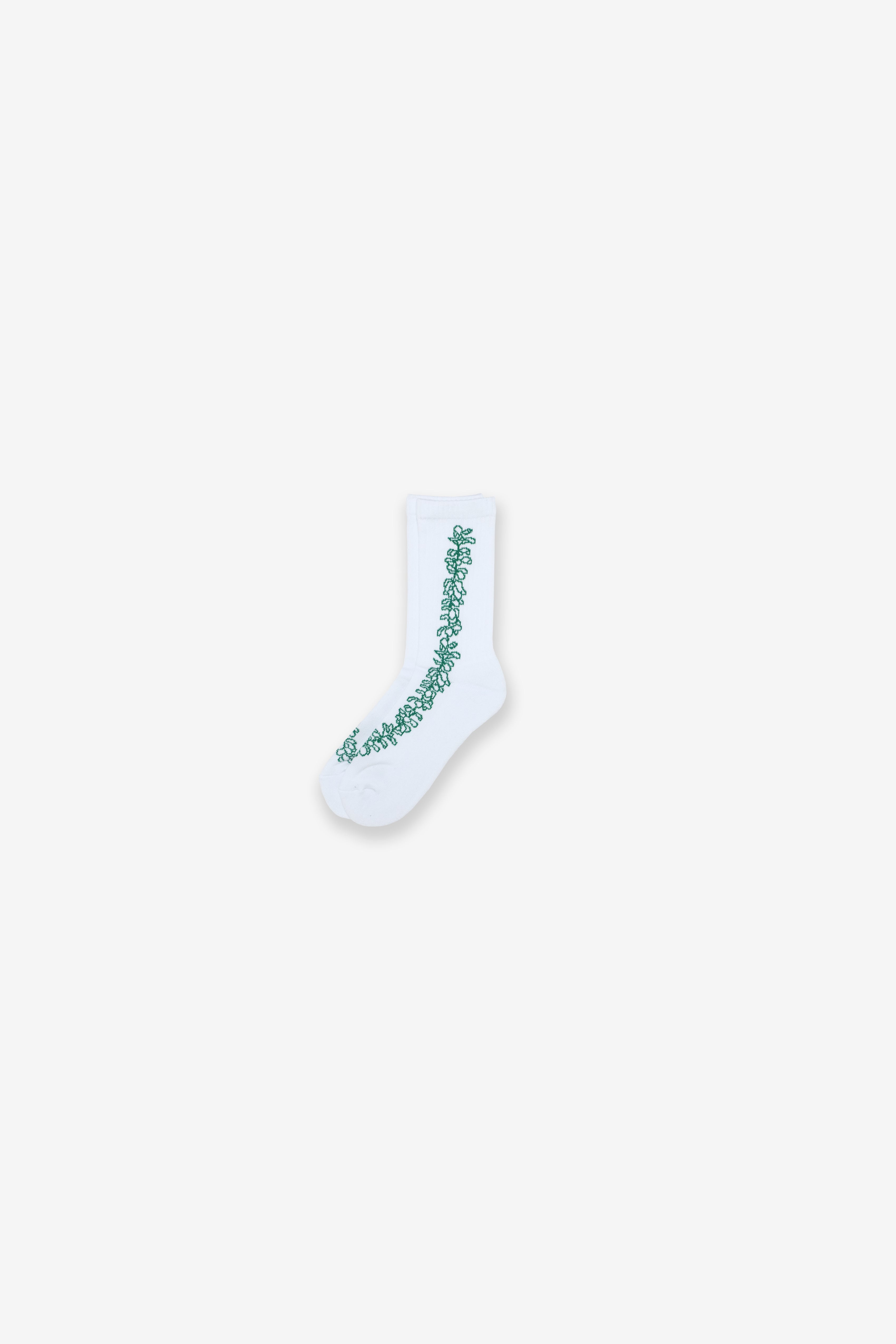 Women's Socks - Lei - White/Green Glitter