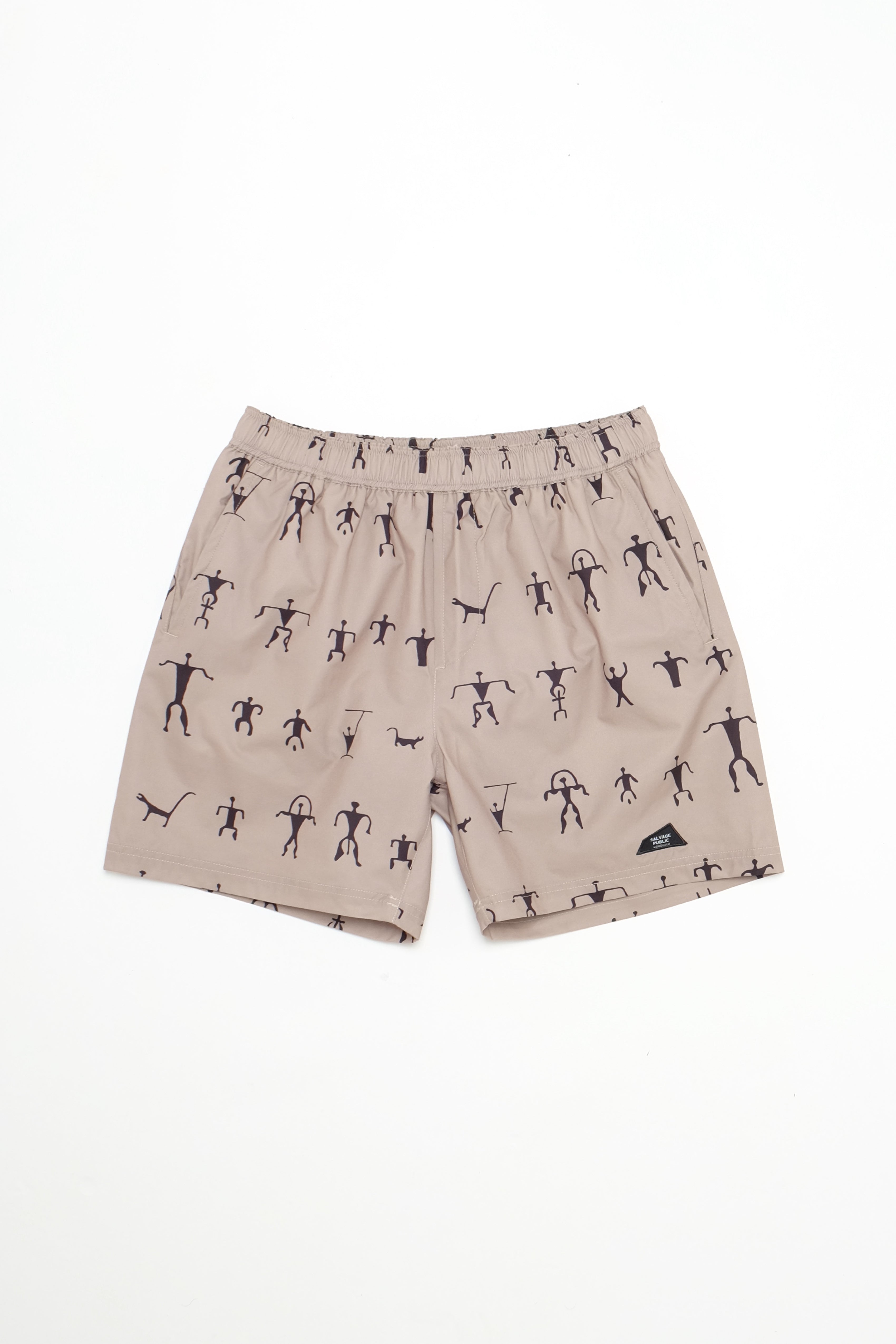 Swim Shorts - Hawaiian Petroglyph - Greige