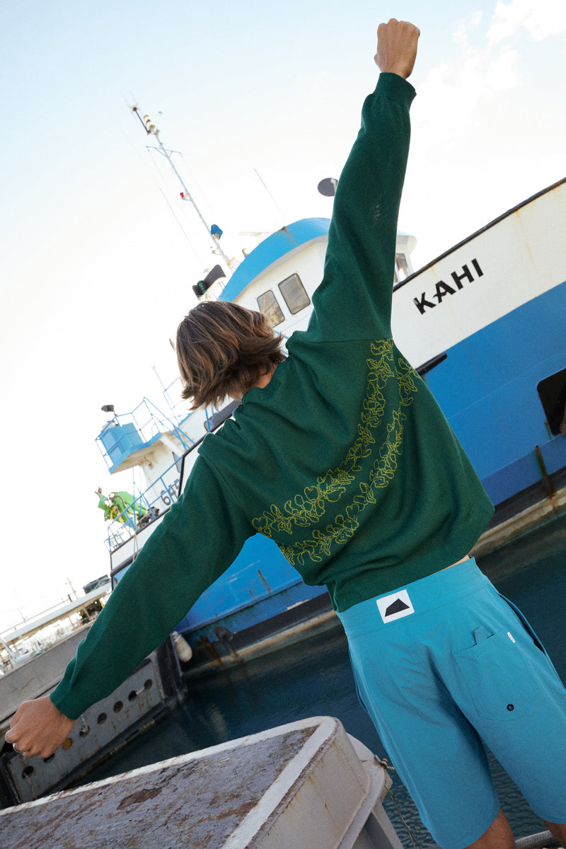 Fisherman Jacquard Crew Neck Sweater