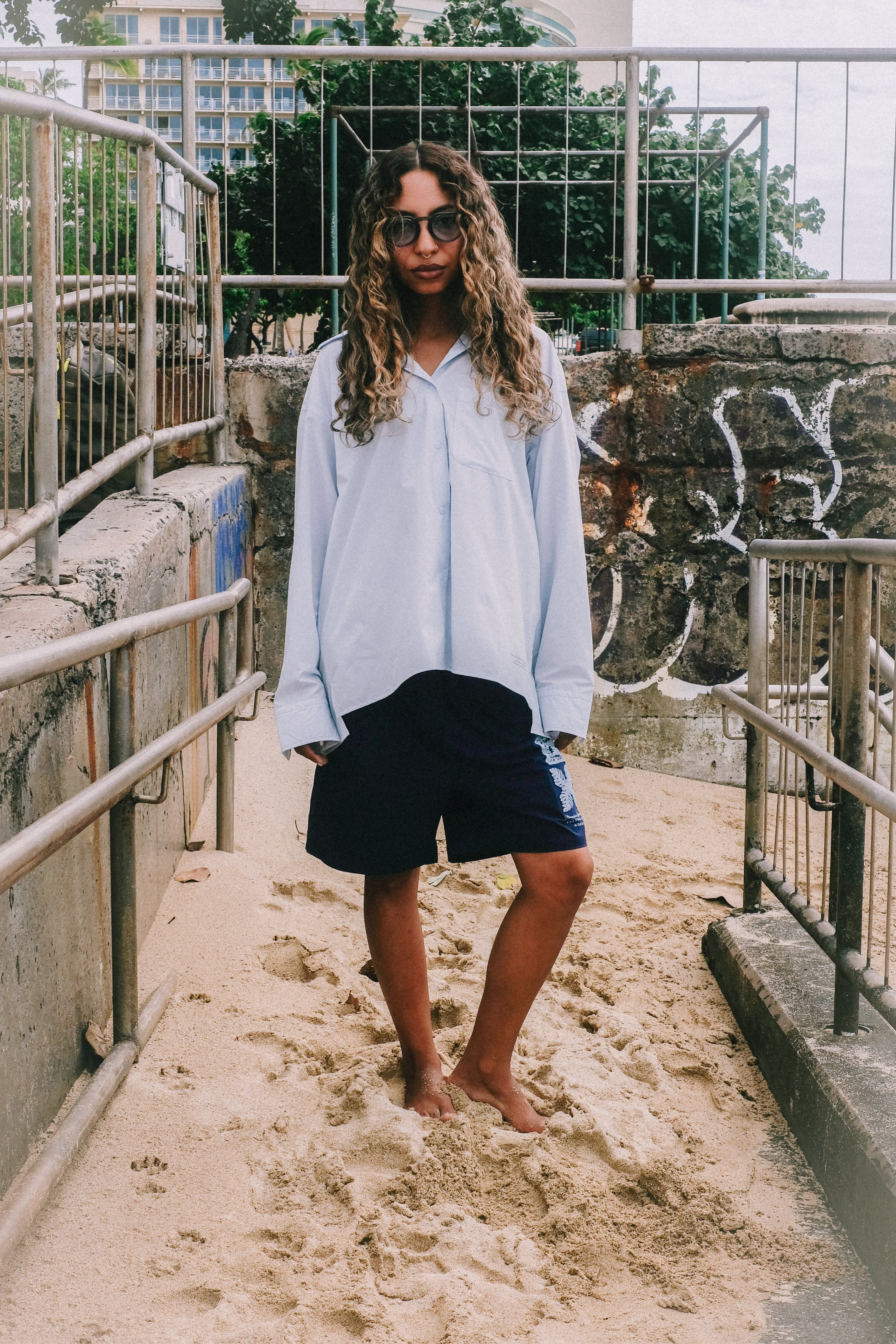 Womenʻs UPF Hooded Shirt - Blue