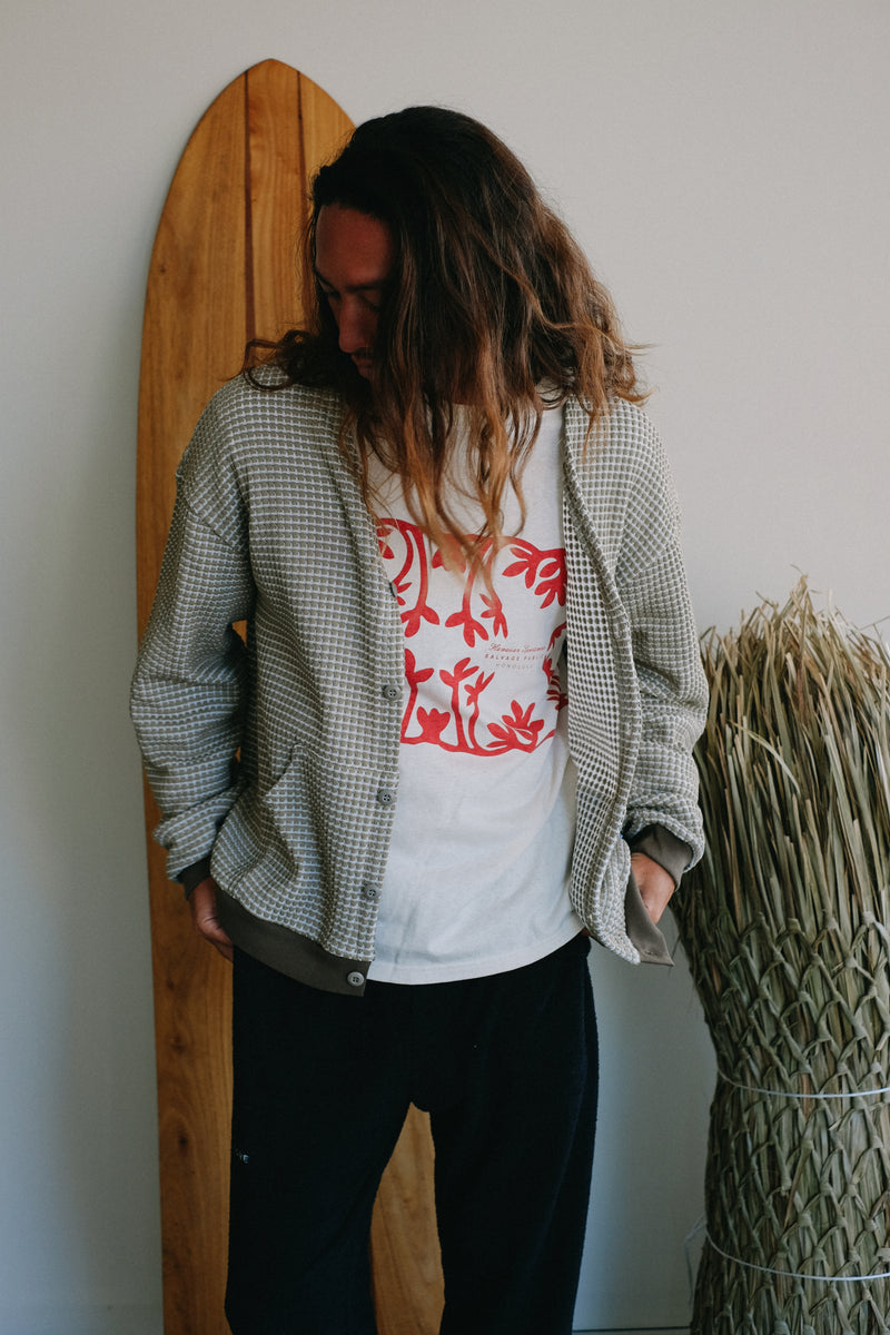 Big Waffle Cardigan - Coral