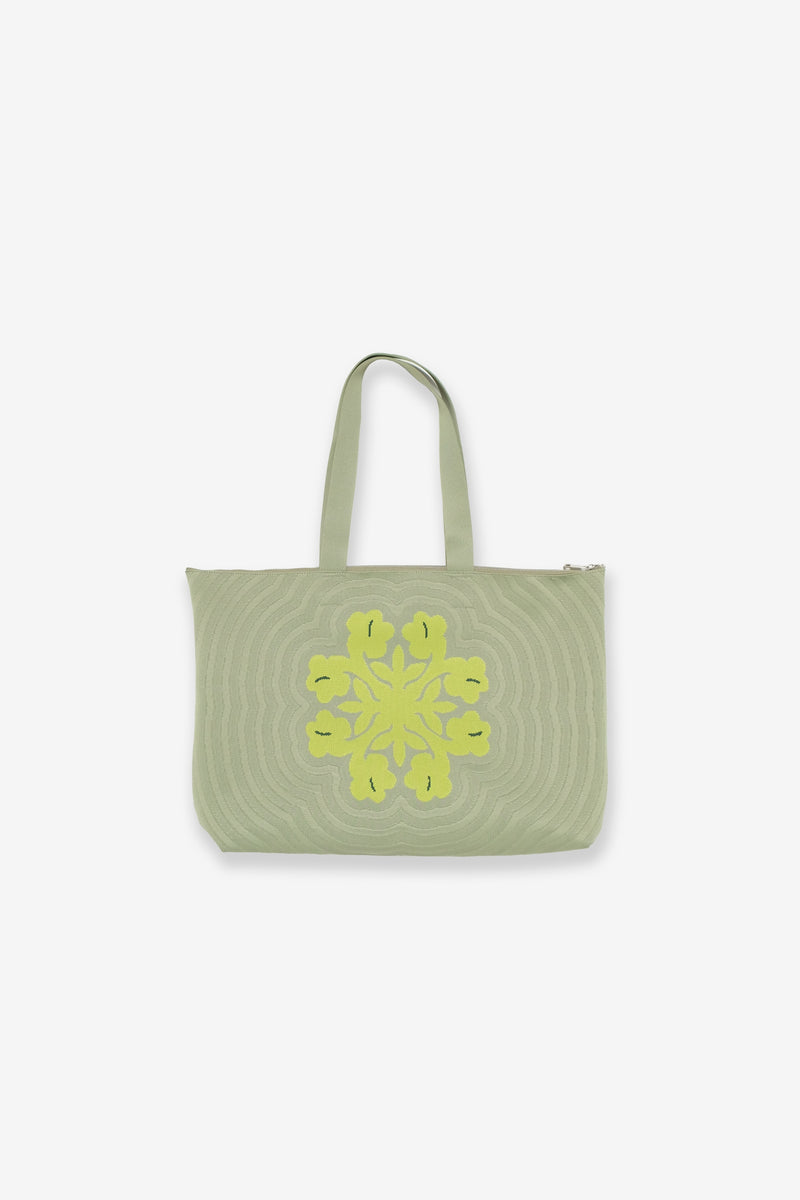 Jacquard Weekender Bag - Hibiscus - Chartreuse