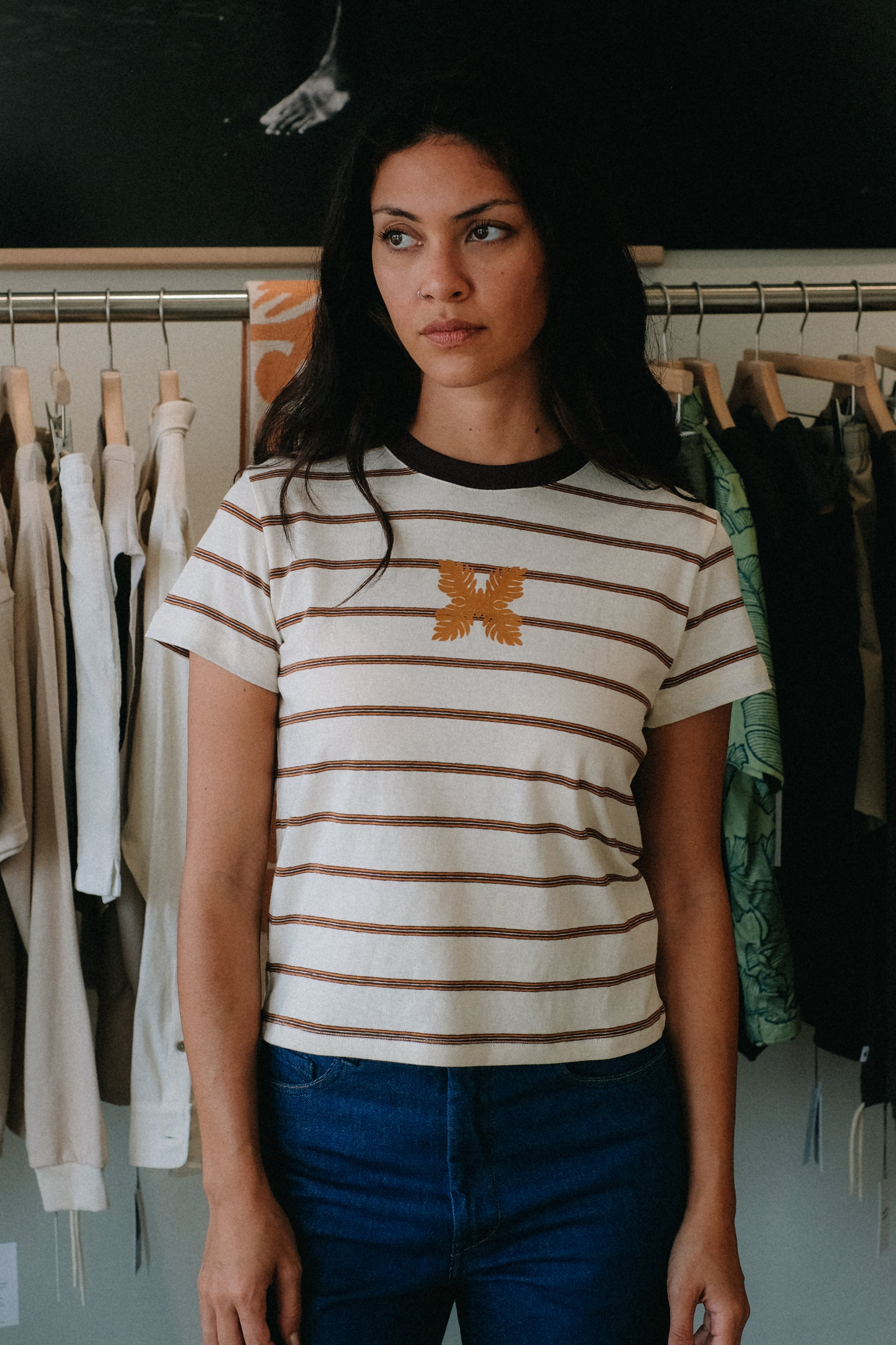 Women's T-Shirt - TomBoy Stripe - Macadamia