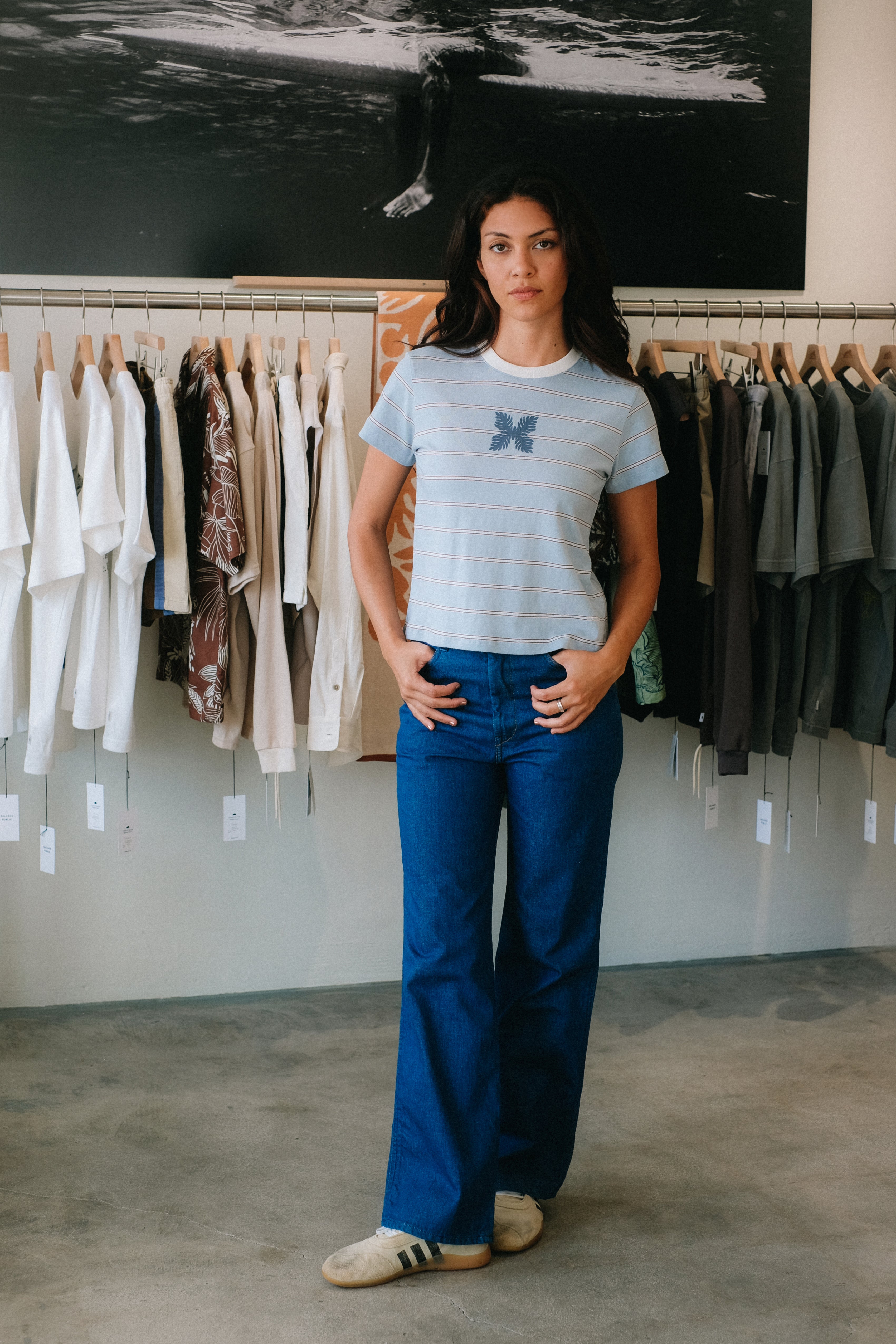Women's T-Shirt - TomBoy Stripe - Sky Blue