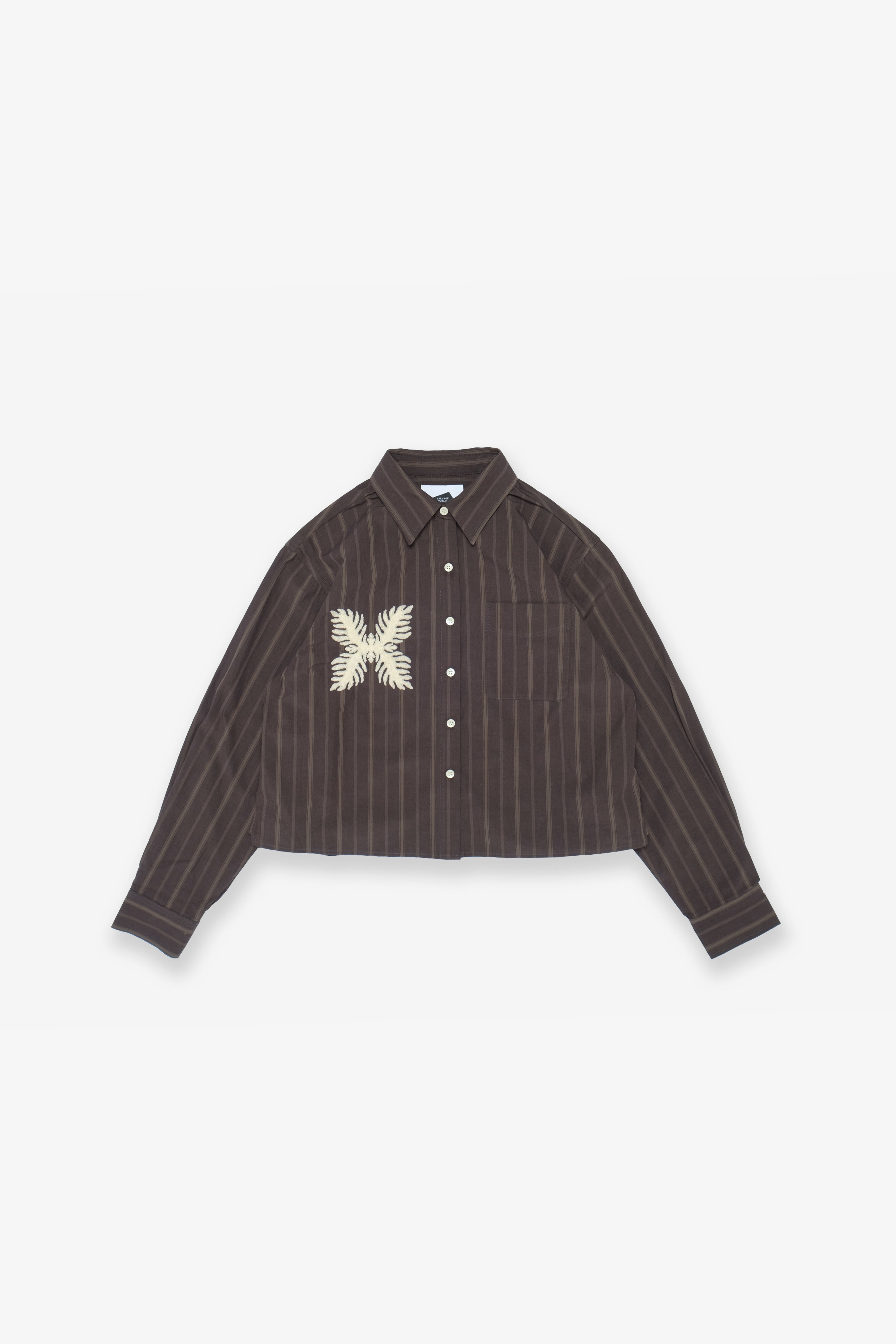 Women's Cropped Woven Shirt - Charcoal Brown