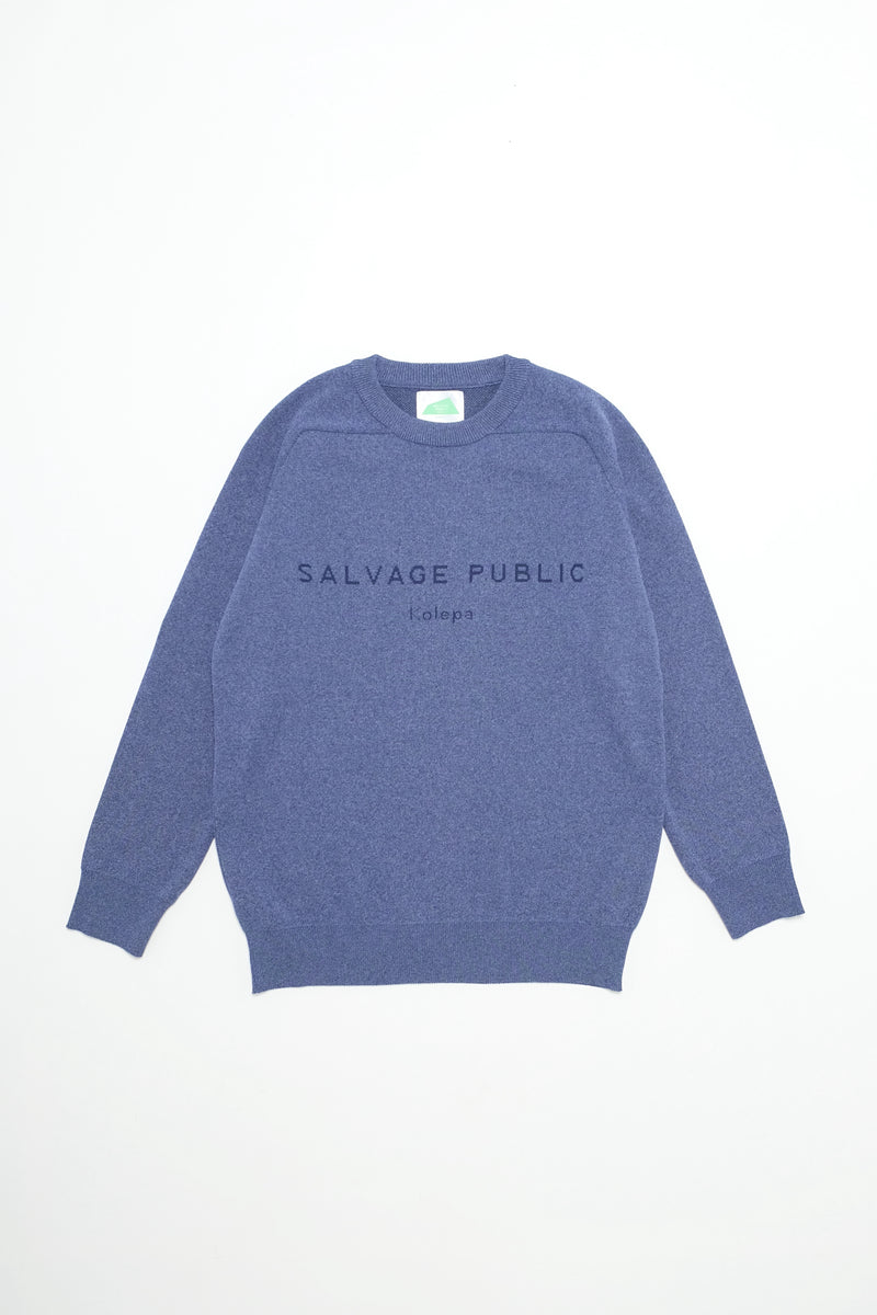 Waiʻaleʻale Rainproof Knit Crew - Kolepa Stamp - Blue