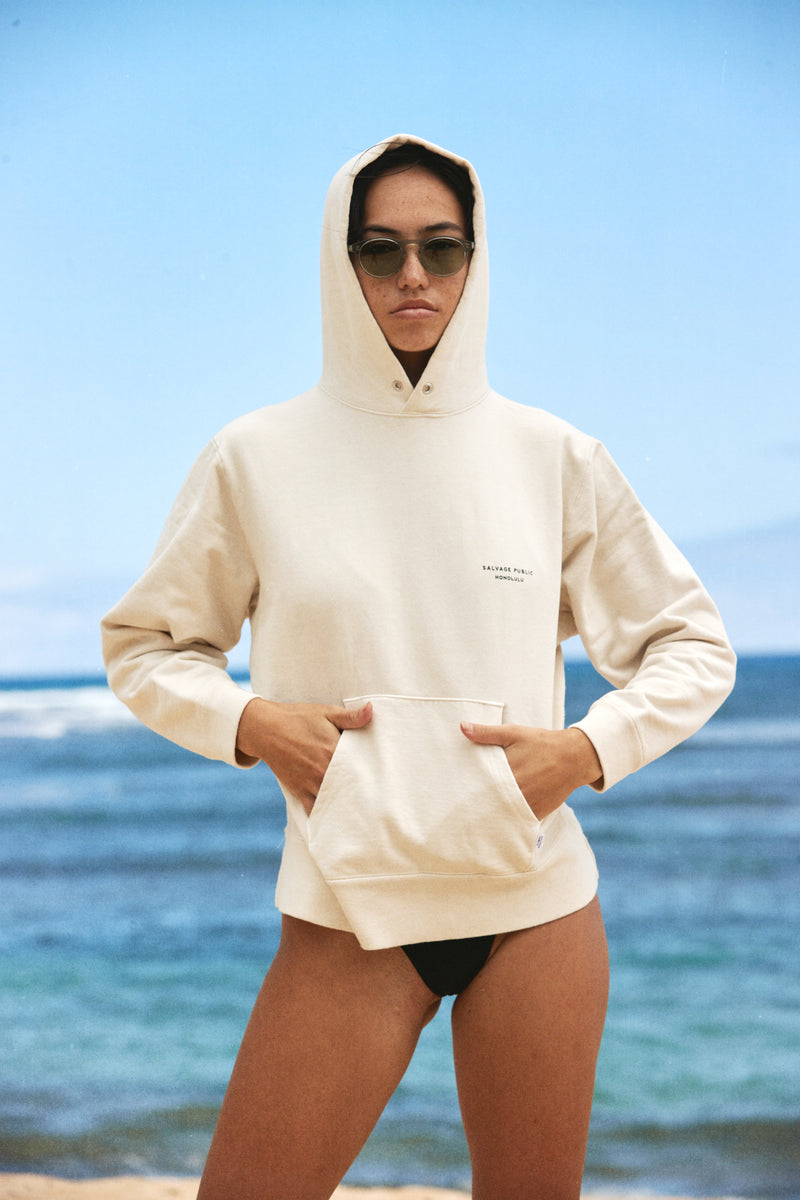 Beach Hoodie - Diamond Head Logo - Greige
